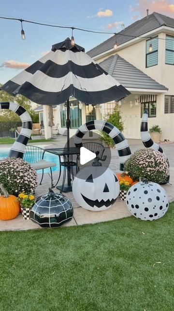 Devanie Adams . Holiday Home Dec Co .  Mom & Grandma 🐻. on Instagram: "Whimsical Pool party prep for when the whole family will be here to visit in October.  I can’t wait!   I got these adorable floats and yard decor from @funboy and I am now a HUGE FAN!  They light up too but I haven’t tried that part yet." Whimsical Pool, Halloween Pool Party, Party Prep, Mom And Grandma, Pool Area, Yard Decor, Spooky Halloween, Pool Party, Holiday Home