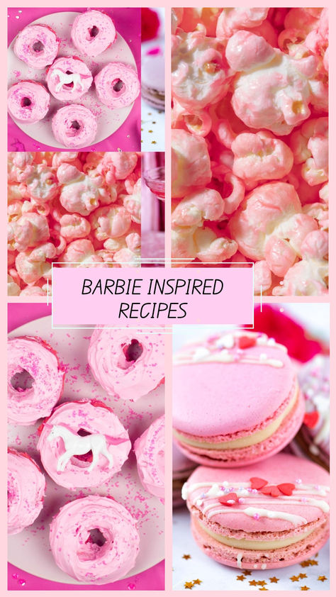 Bring a pop of pink and a dash of glam to your kitchen with these 29 Barbie-inspired recipes! From chic cocktails and adorable cupcakes to elegant main dishes and sweet treats, each recipe captures the fun, vibrant spirit of Barbie. Perfect for themed parties, girls' nights, or just adding a little whimsy to your day, these recipes will delight all ages. Dive into a world of flavor and style and make your next meal a Barbie dream come true! Barbie Themed Food, Barbie Recipes, Barbie Party Food, Barbie Tea Party, Pink Barbie Party, Pink Party Punches, Adorable Cupcakes, Lemon Raspberry Cupcakes, Sundae Cupcakes