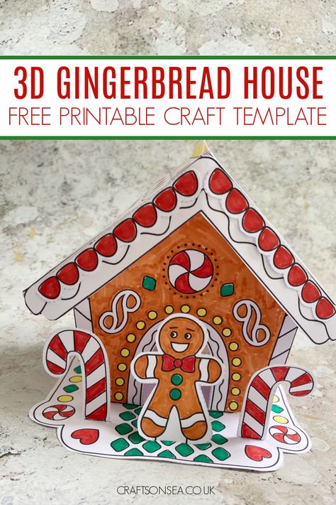 Diy Gingerbread House Templates, Build A Gingerbread House Printable, Paper Gingerbread House Template, Christmas Printables Free Templates, Gingerbread House Craft For Kids, Christmas Templates Free Printable, Printable Gingerbread House Template, Gingerbread House Printable, Gingerbread House Template Printable