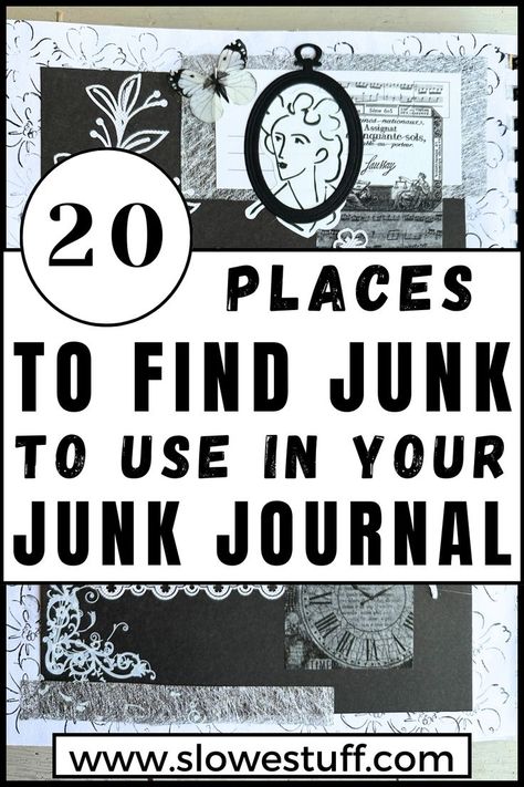 Image of junk journal pages and scrapbook pages with the title scrapbook journal vs junk journal are they the same thing with website www.slowestuff.com listed Junk Journal Themes Ideas, Smash Book Inspiration, Junk Journal Ideas, Homemade Journal, Altered Book Journal, Types Of Journals, Journal Challenge, Smash Journal, Diy Journal Books