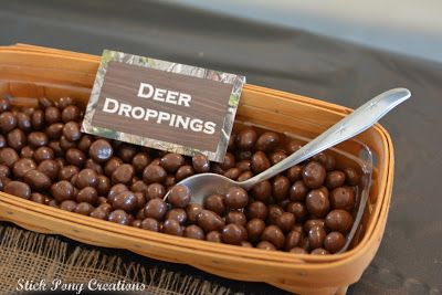 Hunting Camo Party Ideas, Deer Droppings Candy, Camo Sweet 16 Party Ideas, Camo Bday Party Ideas, Let The Adventure Begin Dessert Table, Jag Partytjie Idees, Hunting Birthday Cupcakes, Deer Hunting Birthday Party Theme Camo, Hunter Party Hunting Themes