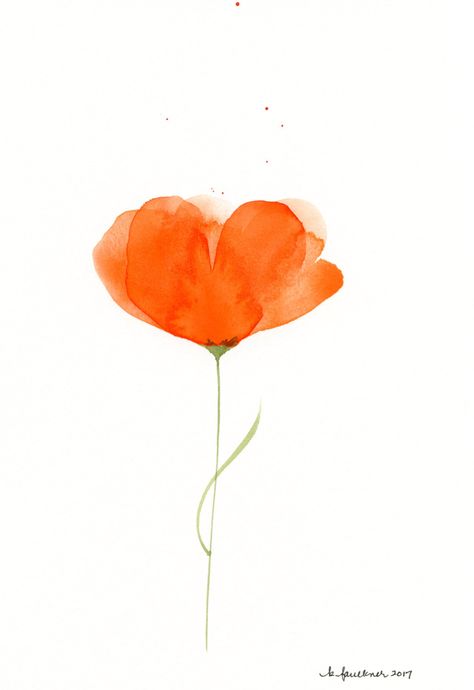 Flower Image, Orange Painting, Flowers Orange, Watercolor Poppies, Watercolor Paintings For Beginners, Watercolour Inspiration, Watercolor Paintings Easy, 수채화 그림, Trendy Flowers