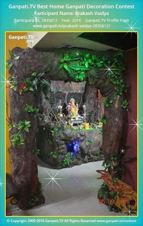 Ganpati Decoration Theme Ideas, Ganapathi Decoration, Bappa Decoration, Eco Friendly Ganpati Decoration, Matchstick Craft, Chaturthi Decoration, Ganpati Picture, Puja Decoration, Home Ganpati