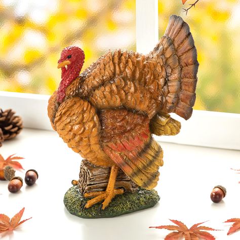 PRICES MAY VARY. Exquisite Craftsmanship --- Home Thanksgiving Turkey Standing Figurines is made of premium resin material, pretty textures and hand painted. The meticulous handicraft makes them adorable and vivid. Perfect Size for Thanksgiving Harvest --- Thanksgiving Turkey Figurines Sizes: 6" L x 7" W x 9.5"H. The cute turkey statue is perfect for the holiday spirit and adds a perfect touch of table decor to your kitchen, living room, or dining room. Show Thanksgiving Fall Spirit --- A unique Turkey Table, Indoor Fall Decor, Pumpkin Table Decorations, Turkey Decor, Stone Powder, Unique Thanksgiving, Harvest Thanksgiving, Wooden Pumpkins, Shabby Chic Crafts