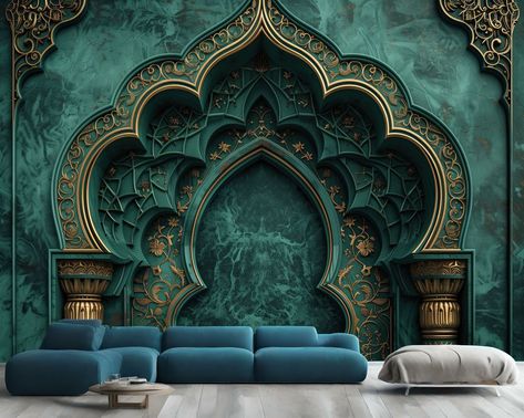 Arabian Nights Decoration Islamic Arches Gift, Art Print Photomural Wallpaper Mural Easy-Install Removeable Peel and Stick Large Wall Decal Fotowalls tailored wall art products are space transformers - designed to instantly create a feeling or a look, and make your rooms as unique as you are. 📦🌎 FREE WORLDWIDE EXPRESS SHIPPING! 🌎📦 📍📐 All sizes are Width by Height 📐📍 INK ➡  We print using HP EcoLatex ink; GreenGuard Gold status with ultra-low emissions and VSC's, suitable for children's b Islamic Arches, Large Wall Decals, تصميم داخلي فاخر, Transformers Design, Children's Bedrooms, Adhesive Paper, Arabian Nights, Gift Art, Art Products