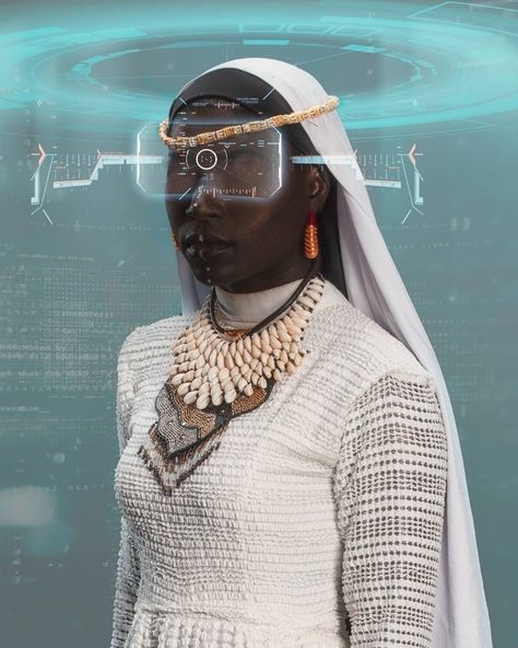 "Futuristic Ancestral Mother" Modelling by @mam_fab Makeup by @tytyshubeauty Photography by @tossouhon Couture by @ibrahim_fernandez… Afrofuturism Aesthetic, Afrofuturism Art, Black Artwork, Futuristic Art, Afro Punk, Futuristic Fashion, African Diaspora, Afro Art, Futurism