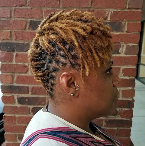 Short loc styles #locs #loclivin #locwithcolor #locstyles #womenwithlocs #locbun Really Short Locs, Unique Loc Styles Short, Styles Locs, Really Short Haircuts, Now Accepting New Clients, Locs Natural Hair, Short Loc Styles, Locs Natural, Short Dreadlocks Styles