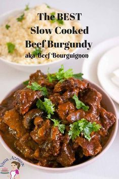 Beef Burgundy Slow Cooker, Beef Bourguignon Slow Cooker, Cubed Beef Recipes, Beef Burgundy Recipe, Slow Cooker Mongolian Beef Recipe, October Recipes, Beef Burgundy, Barley Stew, Beef Bourguignon Recipe