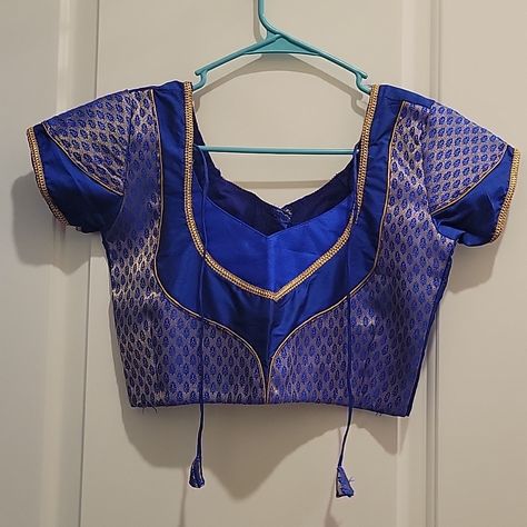 Royal Blue Color Readymade Saree Blouse. Nwot. 34 Bust Extendable. Front Open Blouse. Mirror Work Saree Blouse, Sequin Saree Blouse, Pink Saree Blouse, Royal Blue Saree, Saree Accessories, Mirror Work Saree, Open Blouse, Mirror Work Blouse, Fashion Blouses