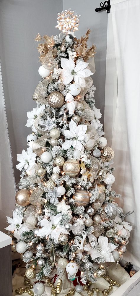 Champagne and White Christmas tree Champagne Xmas Tree, Silver White And Champagne Christmas Tree, White Mesh Christmas Tree, Neutral White Christmas Tree, White Cream Silver Christmas Tree, White And Gold Christmas Staircase, White Beige Silver Christmas Tree, Christmas Trees White And Gold, White Cream Christmas Tree