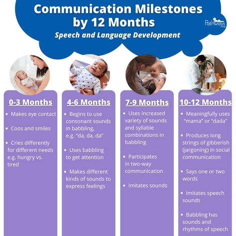 What are some of baby's communication milestones by 12 months of age? Learn about baby's growing speech and language development! #MilestoneMonday Language Milestones By Age, Speech Milestones By Age, Speech Development By Age, Communication And Language Eyfs, Language Milestones, Nursing School Life, Baby Language, Communication Development, Infant Lesson Plans