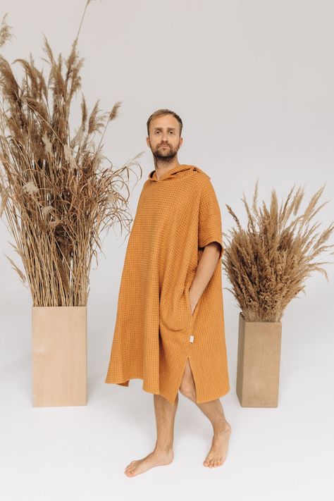 Surf Beach Towel Men, Fabric Poncho, Linen Poncho, Poncho Towel, Beach Poncho, Loungewear Outfits, Hooded Poncho, Men's Wear, Knit Outfit