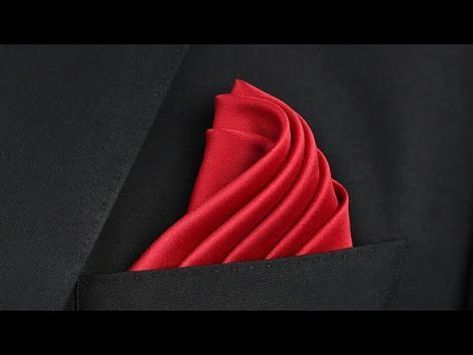 How To Fold A Pocket Square - The Rose Fold - YouTube Rose Pocket Square Fold, How To Fold A Pocket Square Tutorials, Suit Handkerchief Fold, Suit Pocket Square Fold, How To Fold A Pocket Square, Square Spiral Staircase, Handkerchief Folding, Suit Handkerchief, Pocket Square Guide