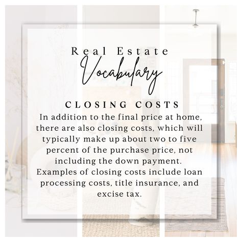 Sellers Tips Real Estate, Closing Costs For Buyer, Buyers Guide Real Estate, Real Estate Agent Quotes, Real Estate Vocabulary, Real Estate Assistant, Real Estate Buyers Guide, Real Estate Marketing Quotes, Real Estate Pictures