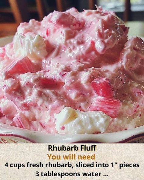 Ashley’s Recipes Rhubarb Fluff, Rhubarb Jello, Fresh Rhubarb, Strawberry Jello, Jello Salad, Refreshing Desserts, Rhubarb Recipes, Strawberry Rhubarb, Fresh Strawberry