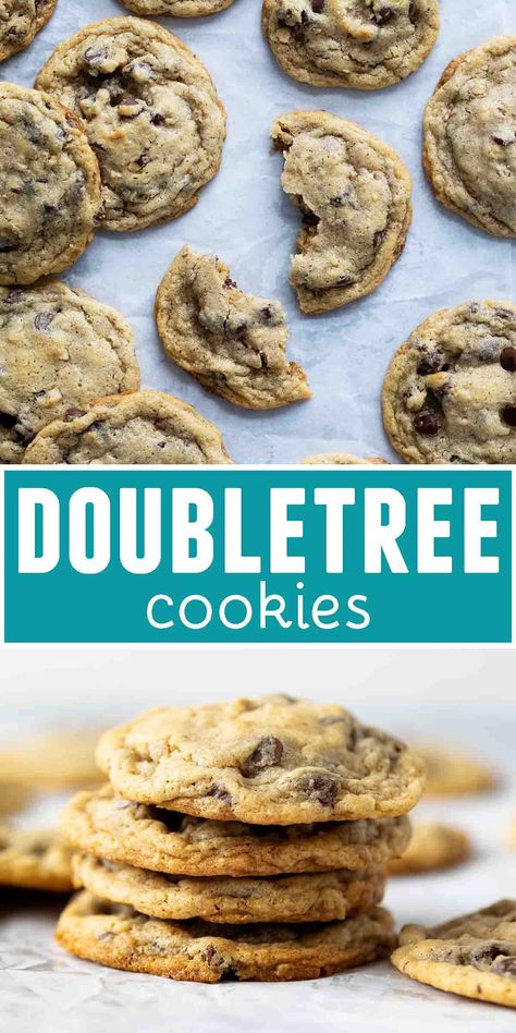 A copycat of the cookie made famous by a hotel chain, these Doubletree Cookies are filled with chocolate chips and walnuts. Serve them warm for the perfect treat. #cookies #dessert #chocolatechipcookies Doubletree Cookie Recipe, Famous Chocolate Chip Cookies, Doubletree Cookies, Copycat Restaurant Recipes, Hotel Chain, Professional Chef, Chef Recipes, Strawberry Recipes, Homemade Chocolate