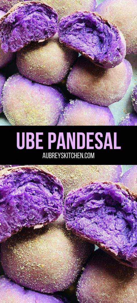 Ube Pandesal without cheese Ube Sweet Bread, Filipino Sweet Potato Recipe, Ube Rolls Recipe, Ube French Toast Recipe, Ube Spanish Bread Filipino, Ube Halaya Recipe Filipino Desserts, Recipes With Ube Jam, Ube Banana Bread, Fresh Ube Recipes