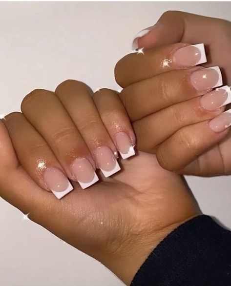 Short Square Acrylic Nails French Tips, Square Short Acrylic Nails, Short Nails Acrylic Square, Shorties Acrylic Nails, Short French Tip Acrylic Nails, Short French, Short Square Nails, French Tip Acrylic Nails, French Acrylic Nails