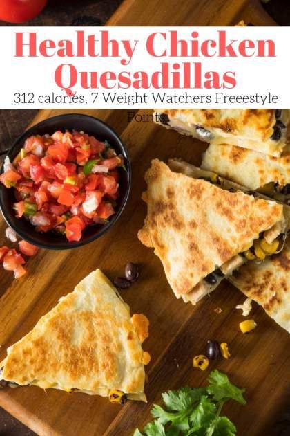 Chicken And Bean Quesadillas, Healthy Quesadilla Chicken, Easy Healthy Quesadilla Recipes, Ww Chicken Quesadilla Recipe, Weight Watchers Chicken Quesadilla, Low Calorie Chicken Quesadilla, Weight Watchers Quesadilla, Healthy Chicken Quesadilla Recipe, Healthier Quesadilla