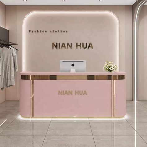 High-end Pink Checkout Counter Modern Reception Counter Desk Design Beauty Shop Marble White Salon Desk Front Desk Reception https://m.alibaba.com/product/1600489399094/High-end-Pink-Checkout-Counter-Modern-Reception.html?__sceneInfo={"cacheTime":"1800000","type":"appDetailShare"} Shop Counter Back Wall Design, Counter Desk Design, Pink Reception Desk, Modern Reception Counter, Store Counter Design, Salon Desk, Modern Reception Desk Design, Fashion Shop Interior, Front Desk Reception