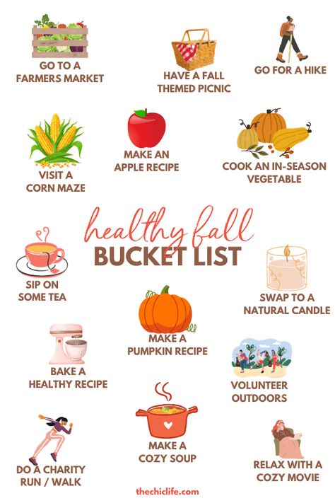 Seasonal Living Aesthetic, Autumn Activities For Adults, September Bucket List Ideas, Romanticizing September, November Things To Do, October Activities For Adults, November Activities For Adults, September To Do List, Period Selfcare