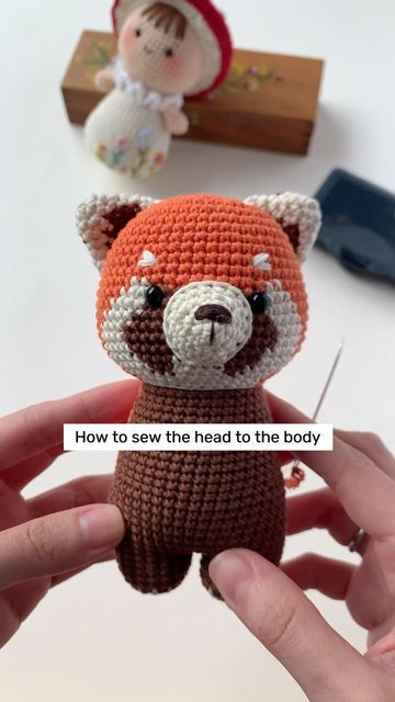 Red Panda Crochet Pattern Free, Crochet Red Panda Pattern Free, Red Panda Crochet Free Pattern, Crochet Red Panda, Red Panda Crochet, Invisible Decrease Crochet, Crochet Water Bottle Holder, Animal Amigurumi, Single Crochet Decrease