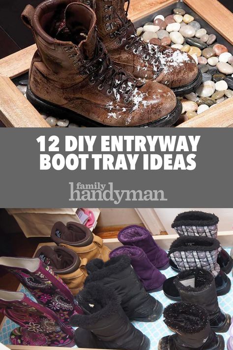 Muddy Boots Storage Entryway, Boot Tray Ideas, Boot Tray Entryway, Shoe Tray Entryway, Boot Storage Entryway, Diy Boot Tray, Shoe Tray, Boot Dryer, Mud Room Entry