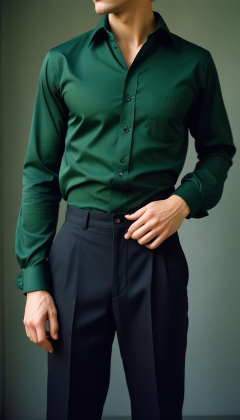 Dark Green Outfit Men, Dark Green Outfit, Green Outfit Men, Mens Business Casual Outfits, Classy Outfits Men, Brogues Men, Dress Suits For Men, Mens Casual Dress Outfits, Mens Fashion Fall