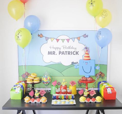 Mr Men Birthday Party, Mr Men Party, Men Birthday Party, Homemade Party Decorations, Book Space, Mr Men Little Miss, Ninja Party, Man Cookies, 1st Birthday Party Themes