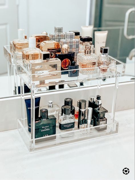 Obsessed with this new acrylic shelf to organize and display our perfume and cologne! Plus it’s on SALE!! Finally getting our master bathroom together after living here almost two years 😂 Shop your screenshot of this pic with the LIKEtoKNOW.it shopping app! #StayHomeWithLTK #LTKhome #LTKsalealert #LTKunder50 #liketkit @liketoknow.it.home @liketoknow.it http://liketk.it/2OYcO Perfume Bathroom Display, Perfume And Cologne Organization, Perfume Organization Bathroom, Bathroom Cologne Storage, His And Hers Perfume Display, Perfume In Bathroom, Bathroom Perfume Display, Cologne And Perfume Storage, Acrylic Shelf Bathroom