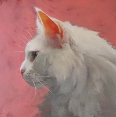 White Cat Oil Painting, White Cat Drawing, White Cat Painting, Pet Portrait Paintings, Cat Portrait Painting, Dog Portraits Art, Custom Cat Portrait, Pet Portrait Painting, Cat Artwork