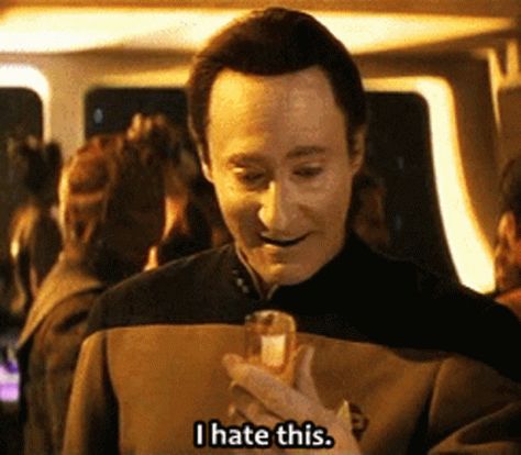 Data testing his emotion chip. Star Trek Data GIF - StarTrek Data Hate - Discover & Share GIFs Star Trek Data Funny, Star Trek Reaction Images, Data Star Trek, Star Trek Gif, Star Trek Communicator, Toaster Strudel, Brent Spiner, Star Trek Data, Star Trek Funny