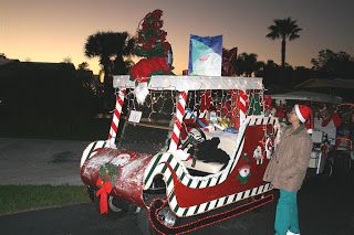 golf+cart+decorating+ideas | Retirement Rocks: 2007 Christmas Golf Cart Parade Holiday Golf Cart Decorations, Atv Christmas Parade Ideas, Decorate Golf Cart For Christmas, Christmas Decorated Golf Carts, Christmas Floats, Golf Cart Decorations, Christmas Car Decorations, Halloween Golf, Christmas Parade Floats