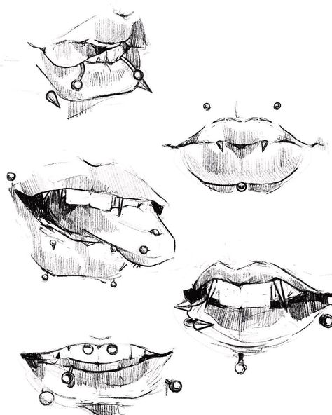 Chin Drawing, Realistic Mouth Drawing, Sharp Teeth Drawing Tutorial, Lips Reference Drawing, Lip Drawing Reference, Alt Lips Drawings, Lips Drawing Reference, Cool Drawings Easy, Mouth Drawing Reference Fangs