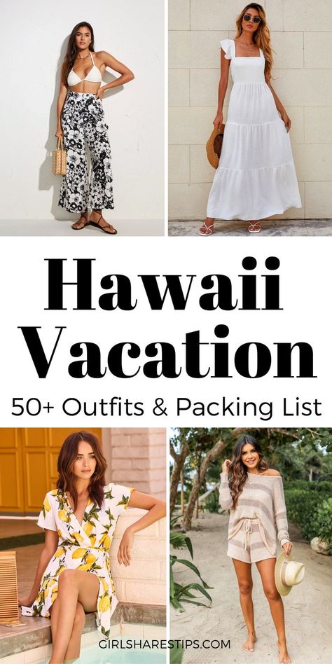 50+ cute Hawaii outfits to copy and shop directly, and the ultimate Hawaii packing list for your perfect vacation! | Hawaii outfits | Hawaii outfit ideas | beach outfits | beach outfit | vacation outfits | outfits for Hawaii vacation | Hawaii vacation outfits | Maui outfit ideas | beach vacation outfits | summer vacation outfits | summer beach vacation outfits | what to wear to Hawaii | Hawaii packing list | Hawaii outfits women | cute Hawaii outfits | Hawaii outfits ideas what to wear Hawaii Brunch Outfit, Aloha Casual Attire Women, Vacation Outfits Hawaii Summer, Maui Hawaii Outfits What To Wear, Vacation In Hawaii Outfits, Boho Hawaii Outfits, Women’s Hawaiian Outfit, Hawaii Date Night Outfit, Hawaii Luau Outfits Ideas