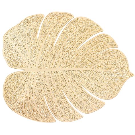 PRICES MAY VARY. Set of 6 Gold Placemats: Gold tropical leaves hollow design, simple and elegant placemats make you feel happy when dining and impress your guests. Material: Leaf table mat is made of pressed vinyl material, easy to clean, wipe it clean with a damp cloth, and washable. Decorate your dining table: Placemats not only protect the surface of the tabletop and reduce noise from plates and cutlery, but also serve as a decorative center for any place you like. Suitable for various occasi Tropical Wedding Tablescape, Tropical Table Decorations, Outdoor Dining Table Decor, Dining Table Holiday, Tropical Tablescape, Leaf Table Decor, Leaf Placemats, Elegant Placemats, Gold Placemats