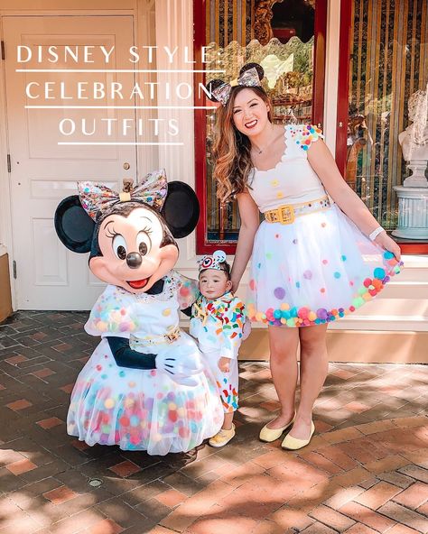 Style Breakdown: Celebration Outfits! - Our PB&J Adventure Book Trip Clothes, Disney World Birthday, Tutu Tutorial, White Tulle Skirt, Pom Pom Dress, Minnie Bow, White Onesie, Book Style, White Tulle