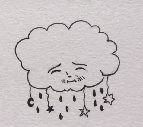 Drawing Rain, Art Inspired Tattoos, Face Doodles, Moon Rain, Indie Cottagecore, Alice In Wonderland Aesthetic, Drawing Aesthetic, Rain Art, Indie Drawings