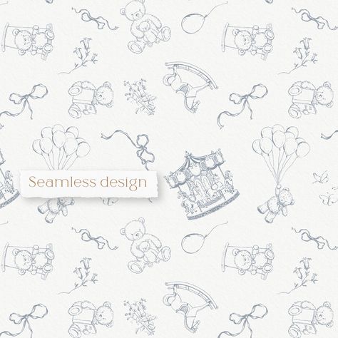 Modern Textiles Patterns, Teddy Pattern, Teddy Bear Theme, Motifs Textiles, Nursery Patterns, Cute Themes, Bear Theme, Drawing Style, Kids Pattern