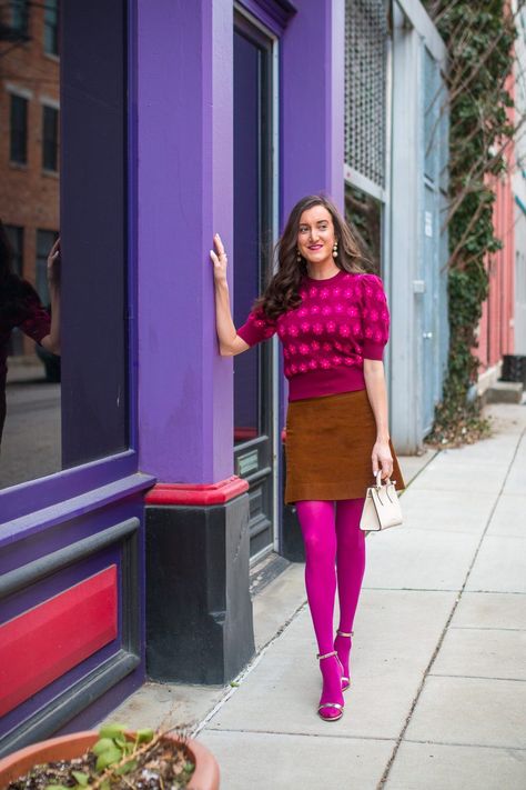 https://baublestobubbles.com/2019/03/06/how-to-wear-pink-tights/ Coloured Tights Outfit, Tights Outfits Casual, Pink Tights Outfit, Layered Tights, Colorful Tights Outfit, Burgundy Tights, Colored Tights Outfit, Tights Outfits, Pink Tights