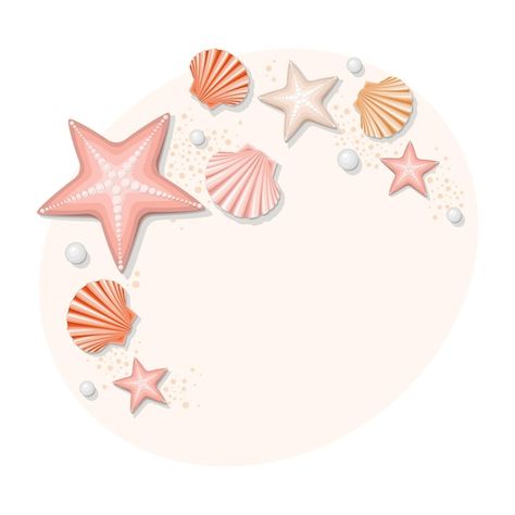 Vector shells and starfishes background ... | Premium Vector #Freepik #vector #colorful-border #summer-frame #beach-frame #summer-border Colorful Background, Borders And Frames, Quiet Book, Border Design, Flat Design, Vector Photo, Girl Room, Starfish