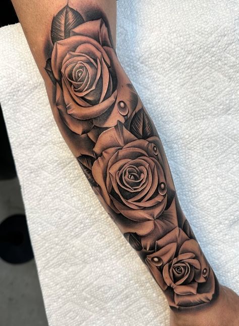 Rose Tattoo For Women Arm, Rose Sleeve Tattoo Women Forearm, Forearm Rose Tattoo Women, Rose Tattoo Sleeve Women, Forearm Rose Tattoo For Men, Rose Buds Tattoo, Rose Forearm Tattoo, Rose Bud Tattoo, 3d Rose Tattoo