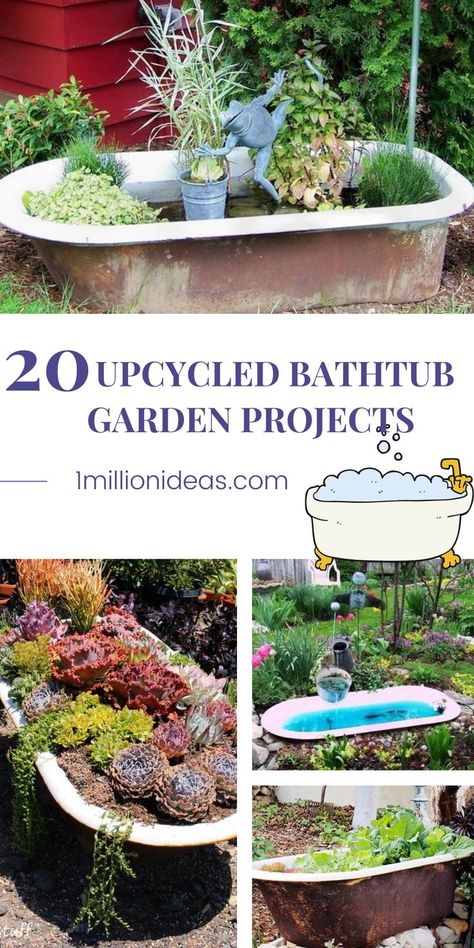 If you are planning to remodel your bathroom and want to replace your old bathtub with a new one. Instead of tossing it away, let’s save and try with some of the 20 Upcycled Bathtub Garden Projects today. These ideas are amazing ways you can reuse them into a beautiful statement piece, a new purpose in your outdoor space. Spend your time learning about them with us. Bathtub Yard Decor, Bathtub Outside Garden, Repurposed Bathtub Ideas, Bath Tub Garden Ideas, Outdoor Bathtub Ideas Gardens, Bathtub Vegetable Garden, Old Bathtub Ideas Repurposed, Outdoor Soaking Tub Diy, Bath Garden Outdoor Bathtub