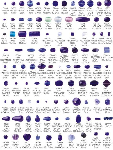 Bead Size Chart, Bead Shapes, Stone Bead Jewelry, Bead Tips, Fancy Jewelry Necklace, Pretty Jewelry Necklaces, Diy Jewelry Projects, Gelang Manik, Diy Wire Jewelry