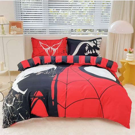 PRICES MAY VARY. Fabric - Our Hero Bedding Set is ultra-soft and comfortable, made from high-quality microfiber polyester that's great for children's skin. Dimensions - This superhero duvet set includes 1 duvet cover and 2 pillowcases. The duvet cover measures 80x90 inches and is suitable for kids, teens, boys, girls and adults. Pillowcase measures 20x30 inches. Lightweight - The hero duvet cover has a hidden zipper, making it easier to put on and take off. There are ties at the four corners of the quilt cover to secure the quilt. Design - Exquisite Hero pattern design, using digital printing technology, bright colors, not easy to fade, giving your child a different visual experience. Care - Machine washable, tumble dryable, easy care . If you have any questions, please contact us in time Hero Pattern, Full Size Bed Sets, Full Size Bedding, Superhero Bedding, Quilt Design, Full Size Bed, Duvet Sets, Duvet Cover Set, Quilt Cover