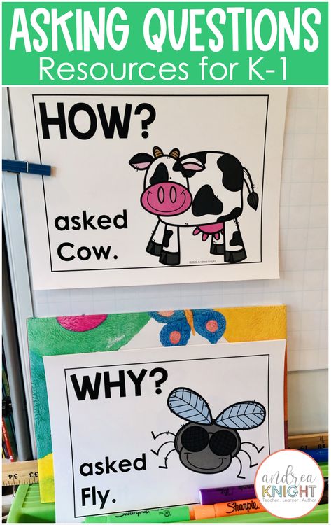 Asking questions is natrual for many kids, but some need a little more modeling and support to open up and share their questions and ideas. How can we help young children ask strong, relevant questions that lead to deeper comprehension and big discoveries? (K-1) Read the blog post here. Read The Room Kindergarten, Free Choice Centers Kindergarten, Sor Kindergarten, Teaching Setting, Sequencing Kindergarten, Kindergarten Standards, Kindergarten Journals, Punctuation Activities, Kindergarten Anchor Charts