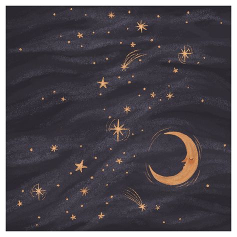 This is a print of my original moon and stars illustration. This piece would look sweet and dreamy in a children's room, but could look magical in any other room in your home. It could also be a lovely gift. ★ ABOUT THE PRODUCT ★ - Available in square size 21x21 cm (8.27 x 8.27 inches). - Each print is digitally hand drawn by me, signed and dated on the back.  - The piece is printed with a white border on high quality 250gsm paper. ✻ NOTES ✻ - Colours may vary slightly, depending on your monitor Moon And Stars Art, Cozy Wall Art, Moon Stars Art, Stars Art, Star Illustration, Opening An Etsy Shop, Picture Books Illustration, Sun And Stars, Illustrators On Instagram