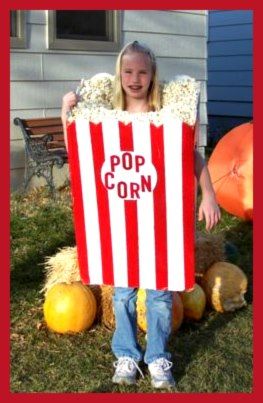 Box of Popcorn Homemade Costume for girls Diy Popcorn Costume, Popcorn Costume Diy, Food Costumes For Kids, Popcorn Halloween Costume, Popcorn Homemade, Vocabulary Parade, Popcorn Costume, Meme Costume, Diy Popcorn