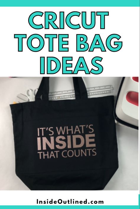 Learn how to make this super easy Cricut tote bag with heat transfer vinyl. Htv Bags Canvas Totes, Cricut Purse Ideas, Canvas Bags Cricut Ideas, Cricut Canvas Bag, Cricut Bag Ideas, Cute Diy Tote Bag Designs, Cricut Bags Canvas Totes, Canvas Bags Ideas, Canvas Tote Bag Design Ideas