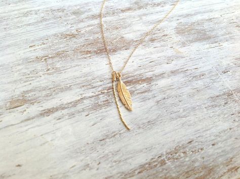 Gold necklace Feather necklace unique necklace leaf by Avnis Necklace Feather, Gold Feather Necklace, Silver Feather Necklace, Necklace Leaf, Feather Pendant Necklace, Feather Necklace, Gold Feathers, Feather Jewelry, Feather Pendant